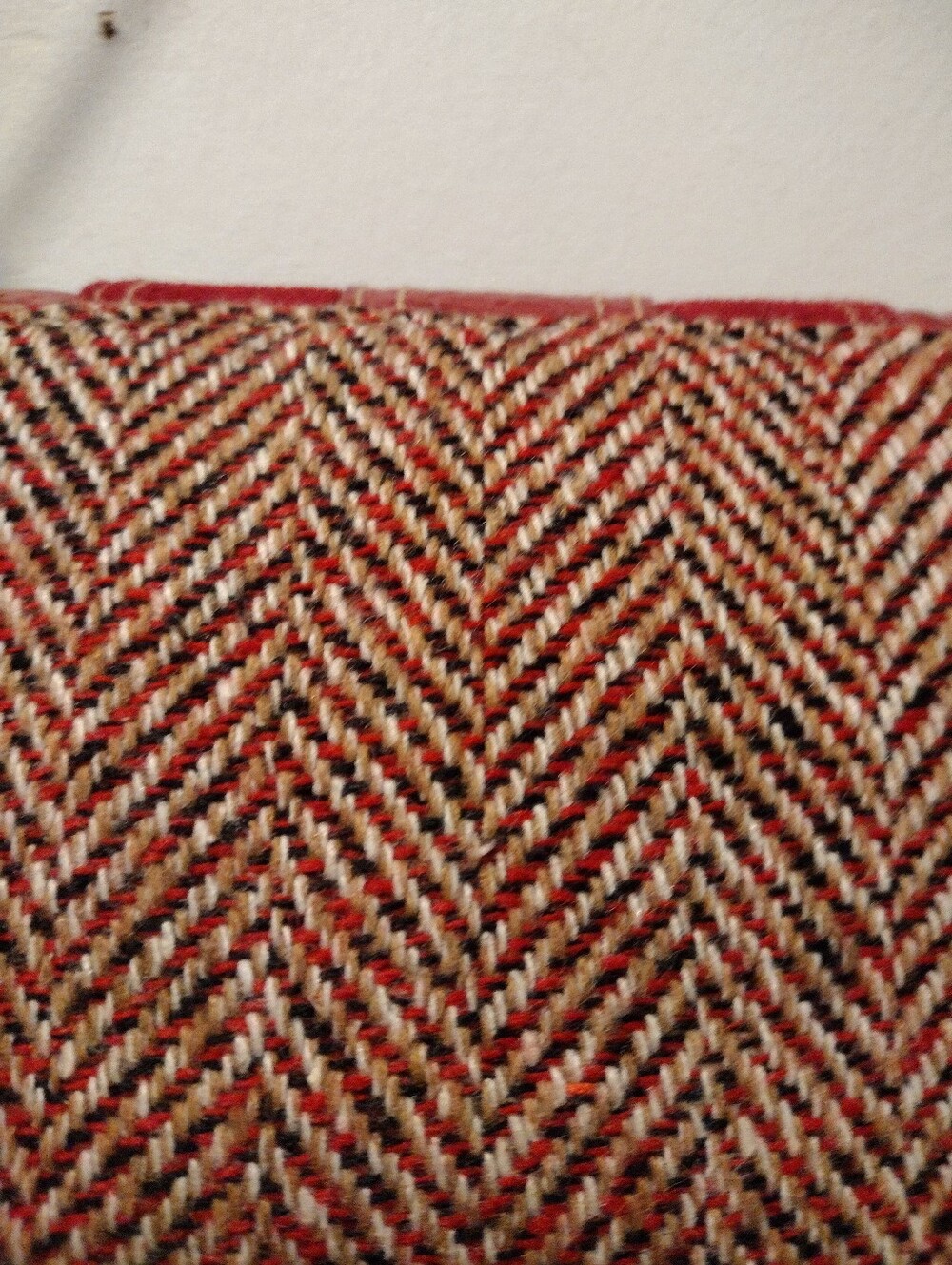 Red Leather & Tweed Shoulder Bag with Buckle Accent - Picture 3 of 5